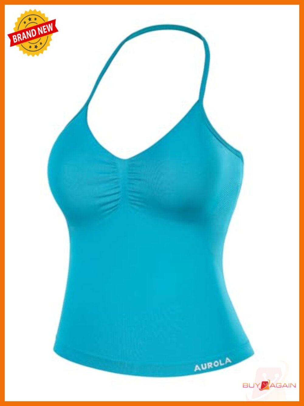 Longline Strappy Halter Tank Top with Built-In Bra Removable Pads High Stretch